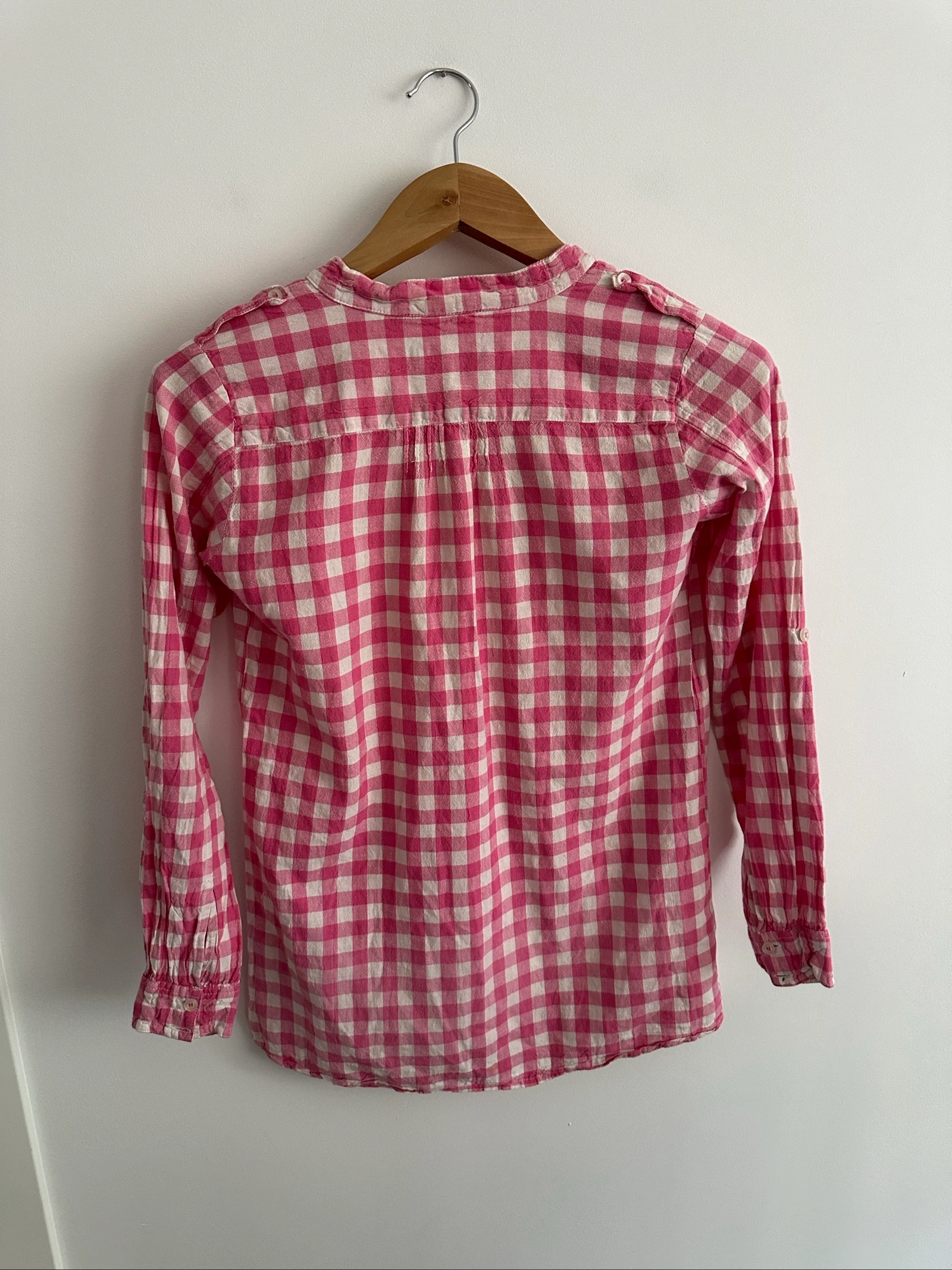 Chemise à carreaux roses Venca en coton | Manches longues | Taille S – photo 4